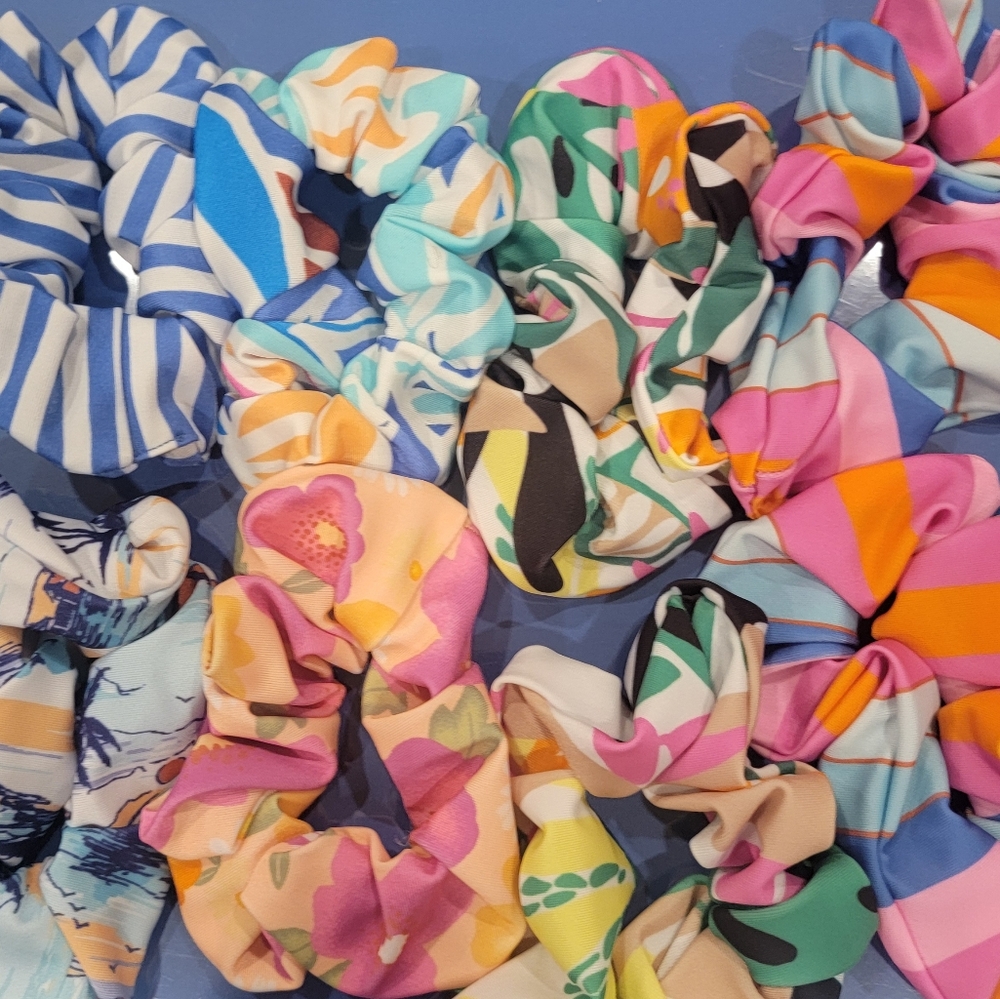 10 Colorful Patterned Scrunchie Set
